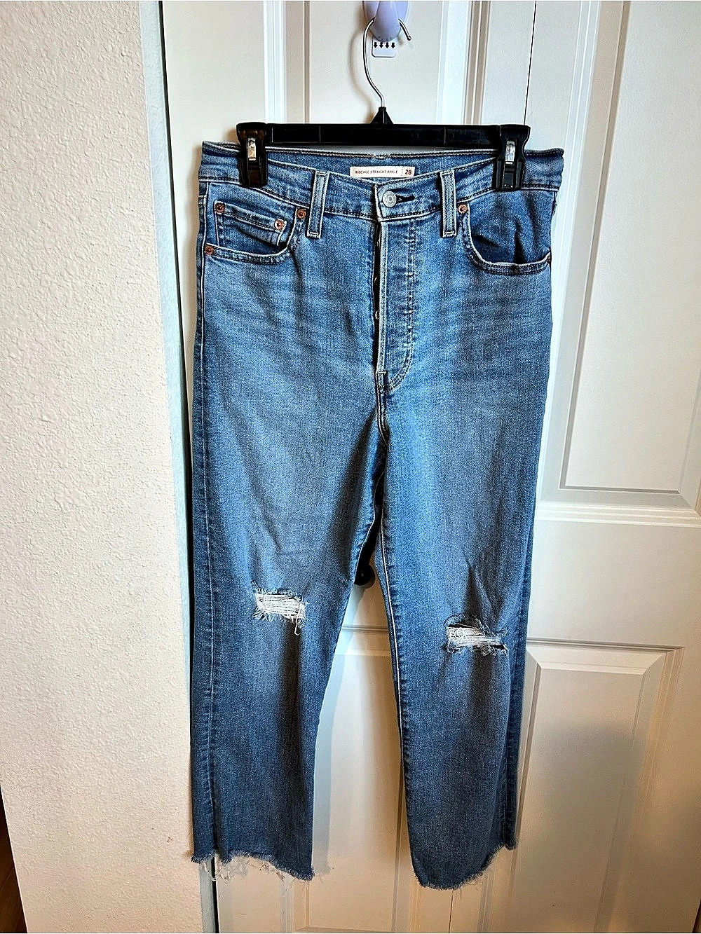 Levi's Ribcage Straight Ankle Straight Leg Jeans Blue Waist 28